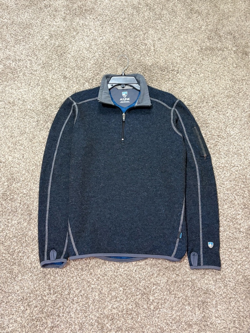 Kuhl Chianti Fleece Wool Sweater Mens Small 1/4 Zip Pullover Hiking Sweatshirt